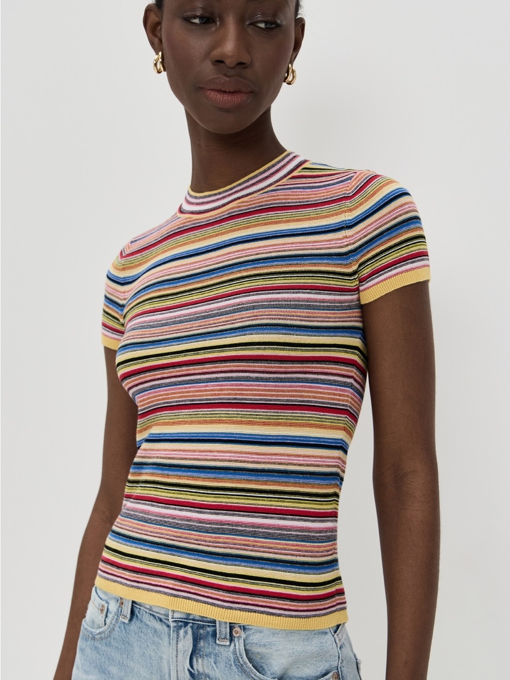 NWT Pistola Selene Striped Multicolor Sweater Tee Size Small